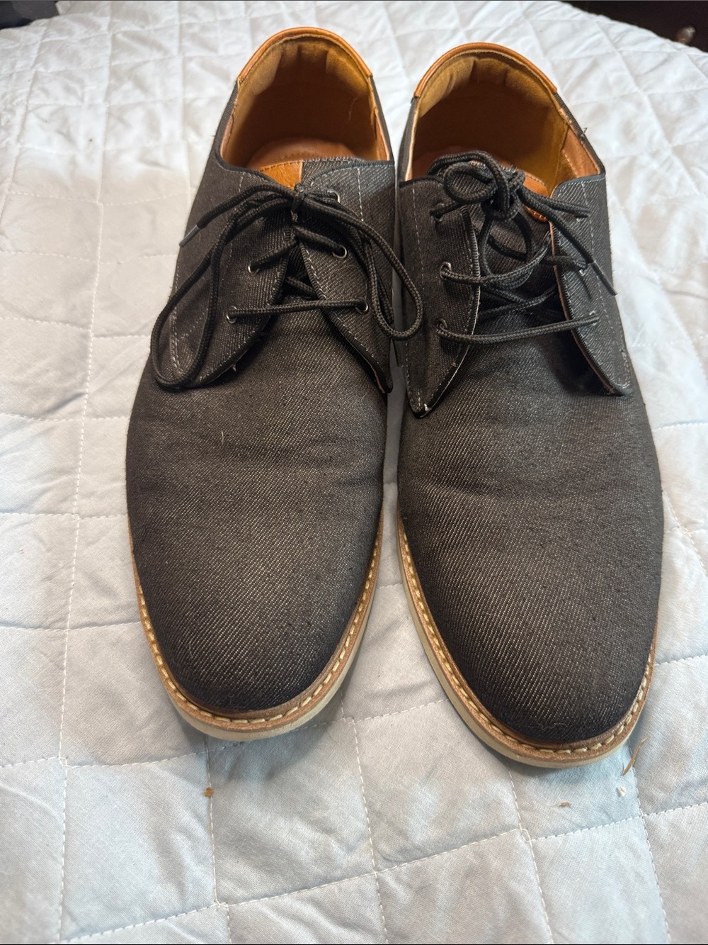 Florsheim Black Canvas Derby Oxfords with Tan Contrast Sole